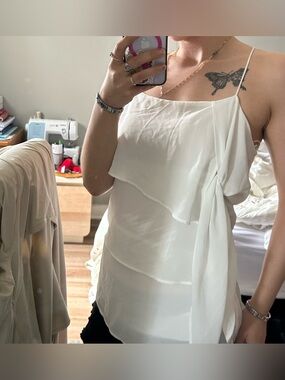 Caché White Layered Chiffon Camisole